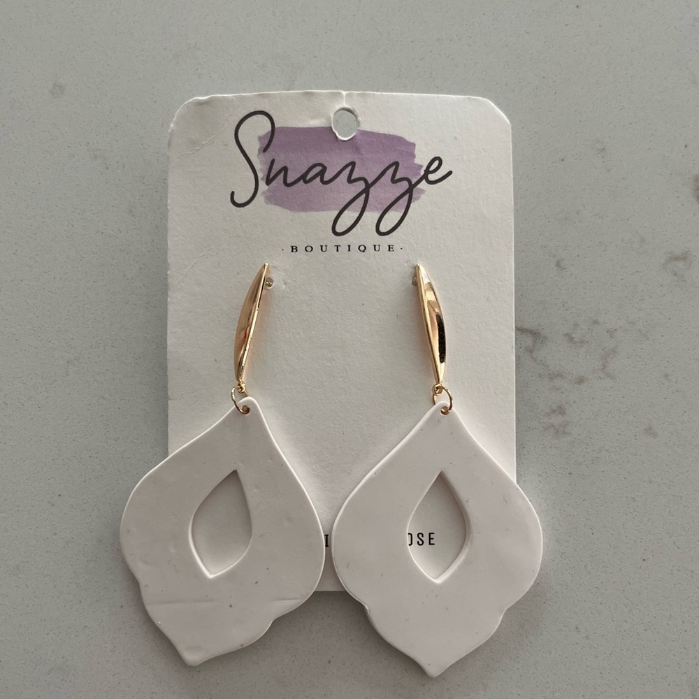 White and Gold Earrings